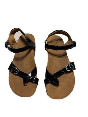 SAS Pampa  Sandal Women's 7W Black Leather Toe Loop Wedge HeeL